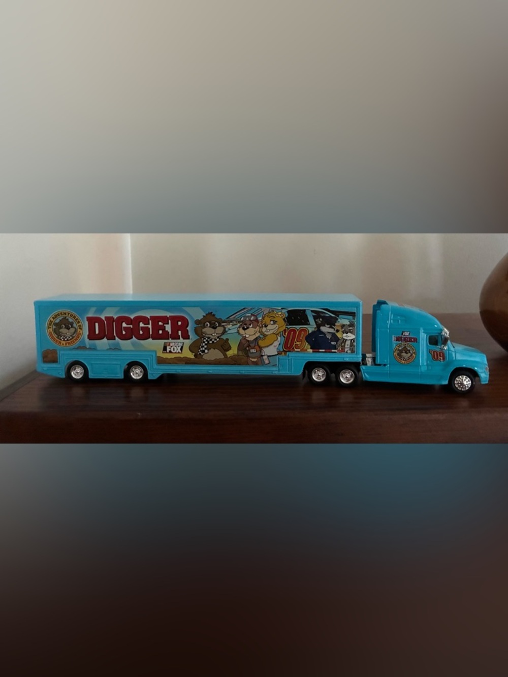 Nascar Blue 'Digger' Semi Truck Trailer Toy - Picture 2 of 7